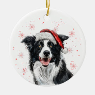 Ornamento De Cerâmica Border Collie Cão Natal Personalizado