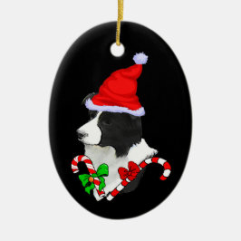 Ornamento De Cerâmica Border Collie Christmas