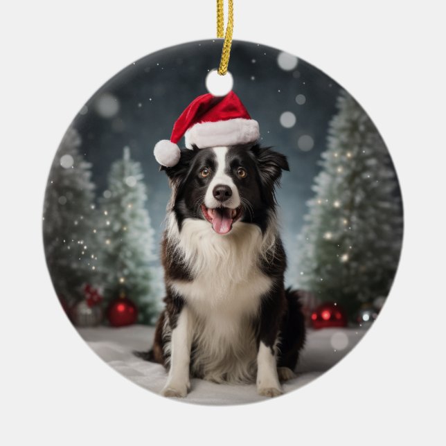 Ornamento De Cerâmica Border Collie Dog (Frente)