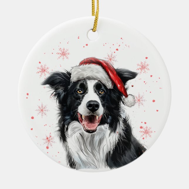 Ornamento De Cerâmica Border Collie Dog Christmas Personalized (Frente)
