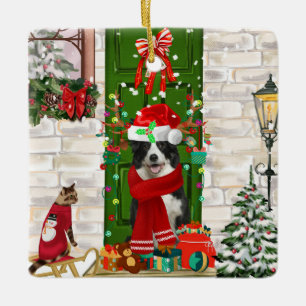 Ornamento De Cerâmica Border Collie Dog Natal