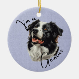 Ornamento De Cerâmica Border Collie 'I'm a Genius'. Diversão e Design in