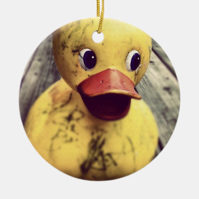 Ornamento De Cerâmica Borracha Amarela Ducky coberta em Sujeira! (Frente)