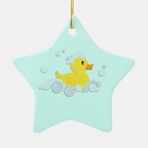 Ornamento De Cerâmica Borracha Ducky em Bolhas
