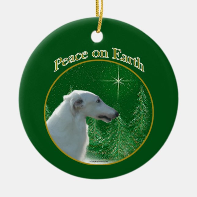 Ornamento De Cerâmica Borzoi Peace (Frente)