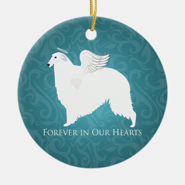 Ornamento De Cerâmica Borzoi Pet Loss Sympathy Design (Frente)