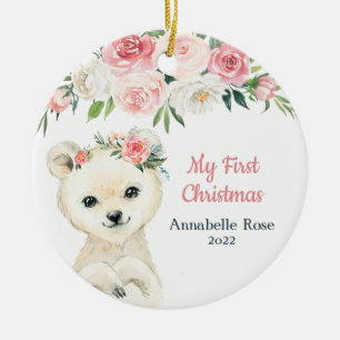 Ornamento De Cerâmica Bosta Rosa Polar Bebê 1rua de Blush Primeiro Nata