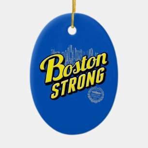 Ornamento De Cerâmica Boston City Strong Lembra de Azul