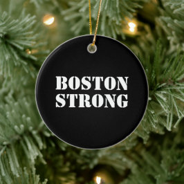 Ornamento De Cerâmica Boston Forte Natal preto e branco
