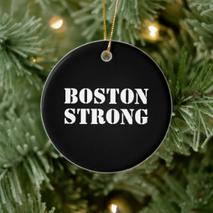 Ornamento De Cerâmica Boston Forte Natal preto e branco