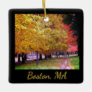 Ornamento De Cerâmica Boston, Massachusetts Fall Foliage