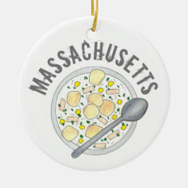 Ornamento De Cerâmica Boston Massachusetts New England Clam Chowder
