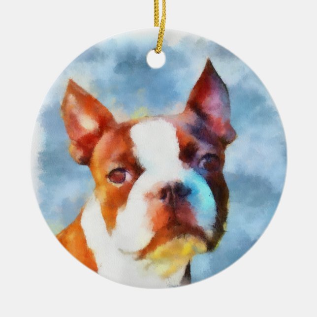 Ornamento De Cerâmica Boston Terrier (Frente)