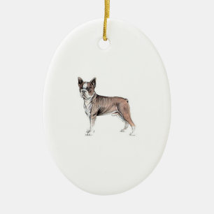 Ornamento De Cerâmica Boston Terrier