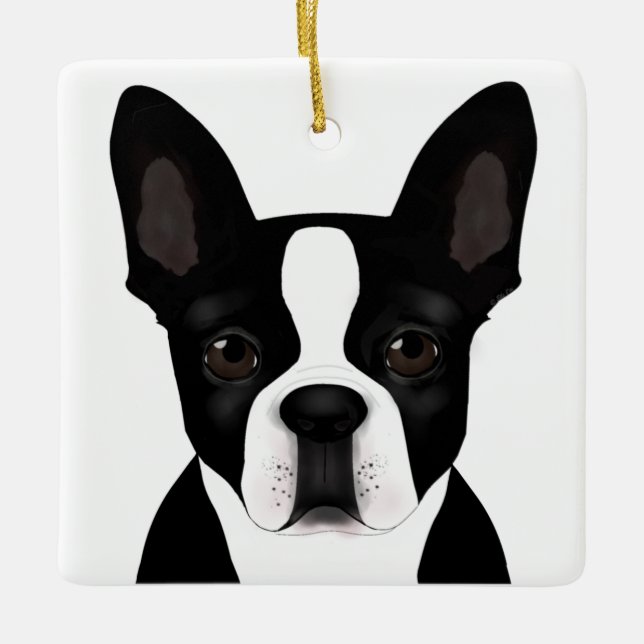 Ornamento De Cerâmica Boston Terrier Ornament (Frente)