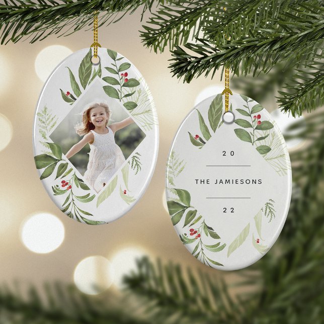 Ornamento De Cerâmica Botânica Bonita | Imagem Geométrica Elegante (Criador carregado)