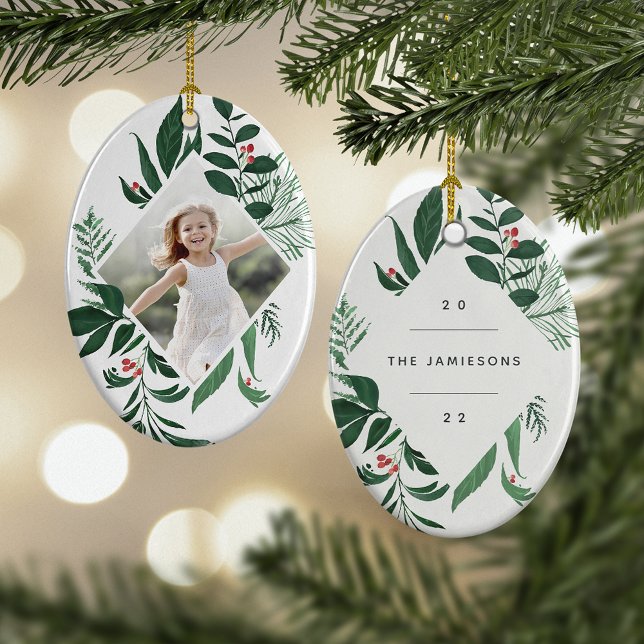 Ornamento De Cerâmica Botânica Bonita | Imagem Geométrica Elegante (Criador carregado)