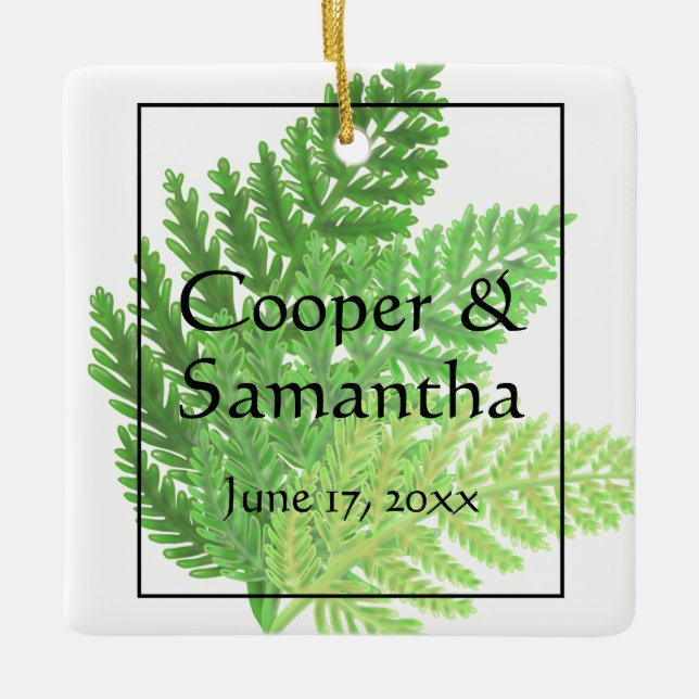 Ornamento De Cerâmica Botânica da floresta Green Ferns (Frente)