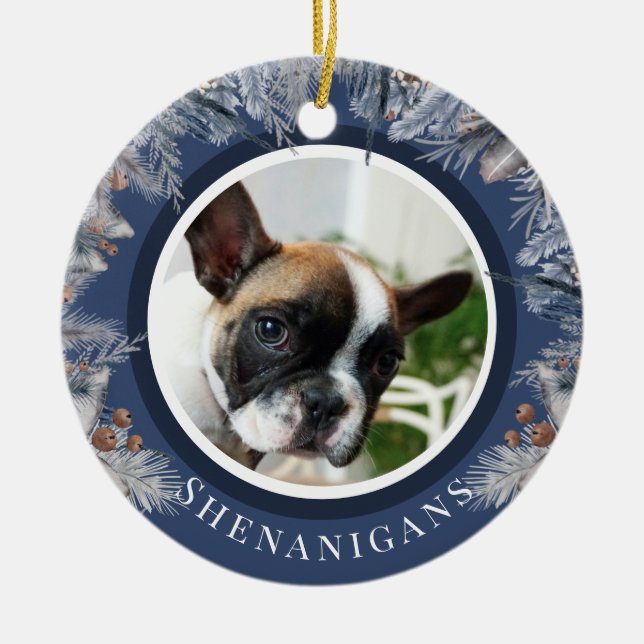 Ornamento De Cerâmica Botânica da Pet de Natal Personalizada (Frente)