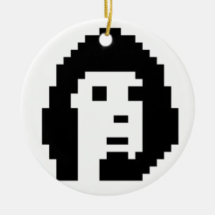Ornamento De Cerâmica Botão chaveiro de criptopunk branco preto nº 1