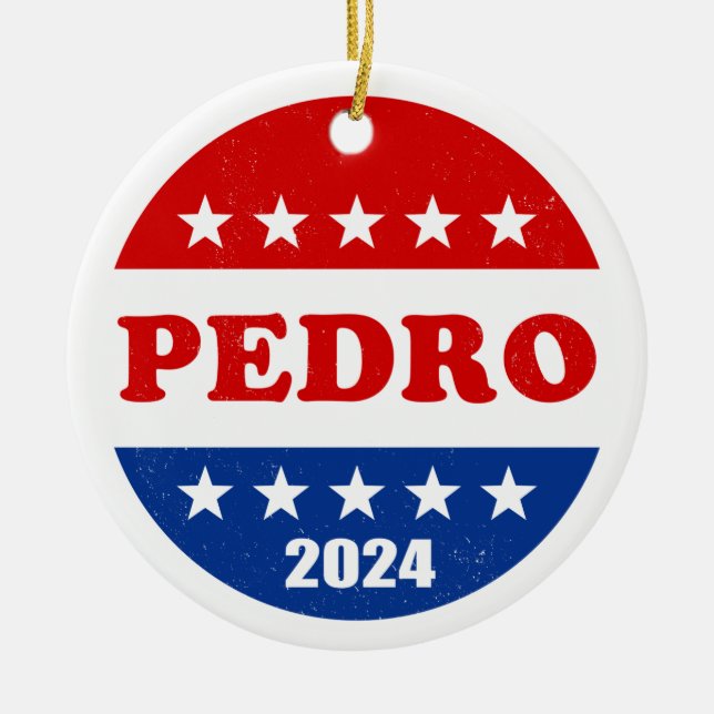 Ornamento De Cerâmica Botão de Campanha Presidencial Pedro 2024 (Frente)