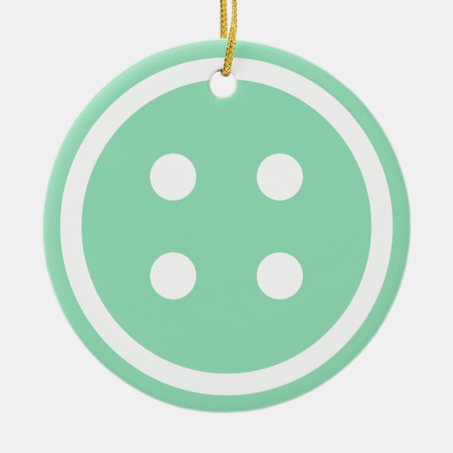 Ornamento De Cerâmica Botão de costura de chá (Frente)