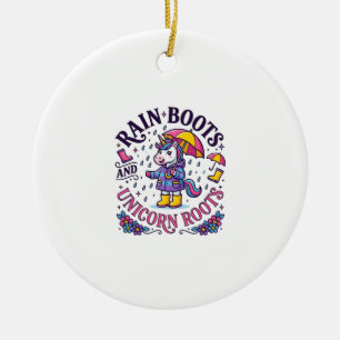 Ornamento De Cerâmica Botas de Chuva de Unicórnio e Camisa Comercial Uni