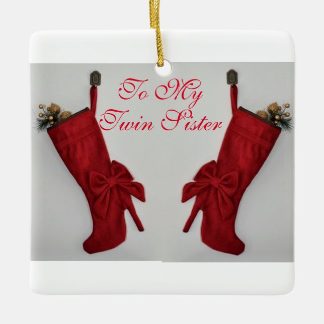 ORNAMENTO DE CERÂMICA BOTAS DE GÊMEOS E DESEJOS DA IRMÃ GÊMEA (Frente)