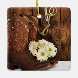 Ornamento De Cerâmica Botas de vaqueiro, casamento do país do bocado do