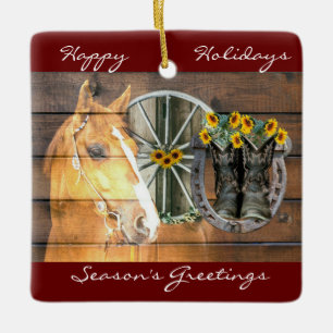 Ornamento De Cerâmica Botas de vaqueiro de ferradura de cavalo de Natal