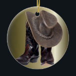 Ornamento De Cerâmica Botas e chapéu de vaqueiro<br><div class="desc">Botas e chapéu de vaqueiro.  frontiernow.com</div>
