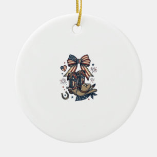 Ornamento De Cerâmica Botas Patrióticas de Cowgirl e Camisa Western com