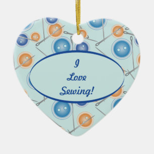 Ornamento De Cerâmica Botões e Agulhas de costura