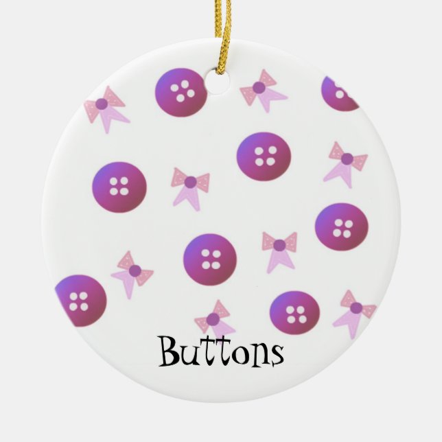 Ornamento De Cerâmica Botões e Arcos roxos e rosa (Frente)