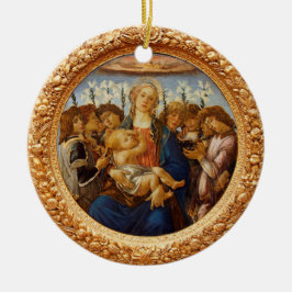 Ornamento De Cerâmica Botticelli Madonna com Crianças 8 Angels e Lírios 