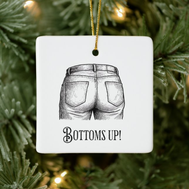 Ornamento De Cerâmica Bottoms Up! Funny White Elephant Gift Christmas (Árvore)