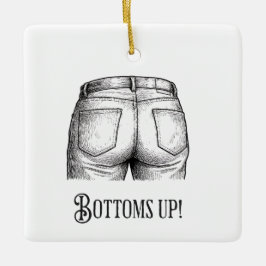 Ornamento De Cerâmica Bottoms Up! Funny White Elephant Gift Christmas