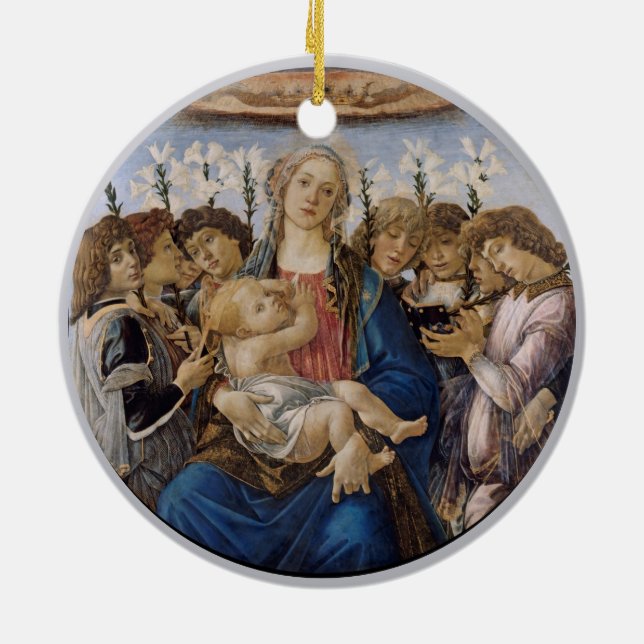 Ornamento De Cerâmica Bougereau e Botticelli Mary Jesus e Angels (Traseira)