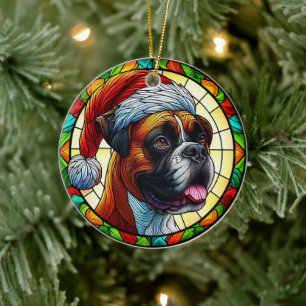 Ornamento De Cerâmica Boxeiro Bonito Natal para Cachorros