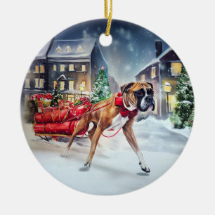 Ornamento De Cerâmica Boxer Christmas Fesason Season