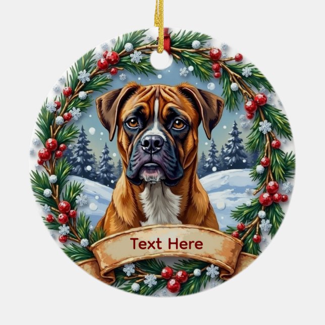 Ornamento De Cerâmica Boxer Christmas Ornament (Traseira)
