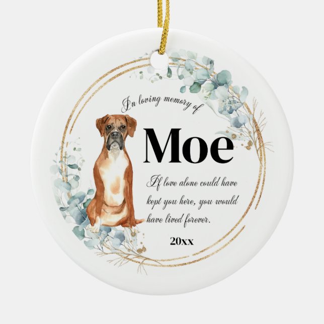 Ornamento De Cerâmica Boxer Dog In Loving Memory Pet Memorial (Frente)