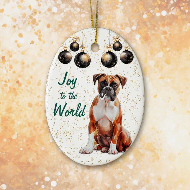 Ornamento De Cerâmica Boxer Dog Joy para o Natal do Mundo (Criador carregado)