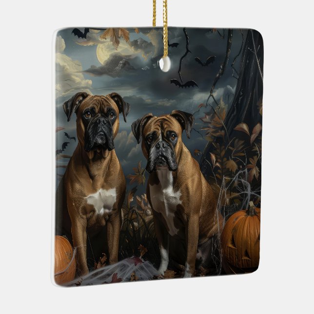 Ornamento De Cerâmica Boxer Halloween Night Doggy (Direito )
