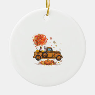 Ornamento De Cerâmica Boxer Pumpkins Caminhão outono Folha de Graças