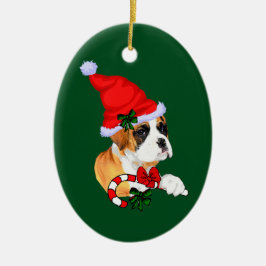 Ornamento De Cerâmica Boxer Puppy Natal