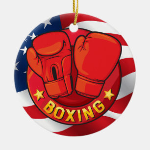 Ornamento De Cerâmica Boxing USA Ornament