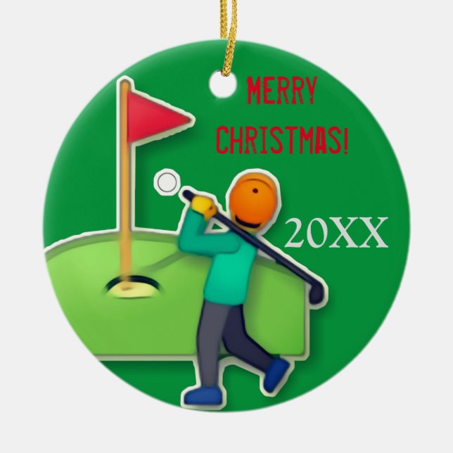 Ornamento De Cerâmica Boys emoji - Natal verde (Frente)