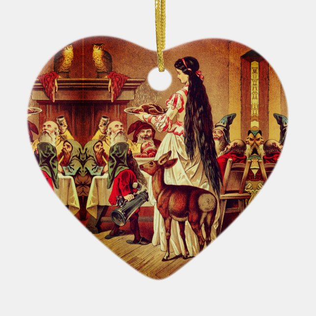 Ornamento De Cerâmica Branca de Neve - conto de fadas - Märchen - Grimm (Frente)