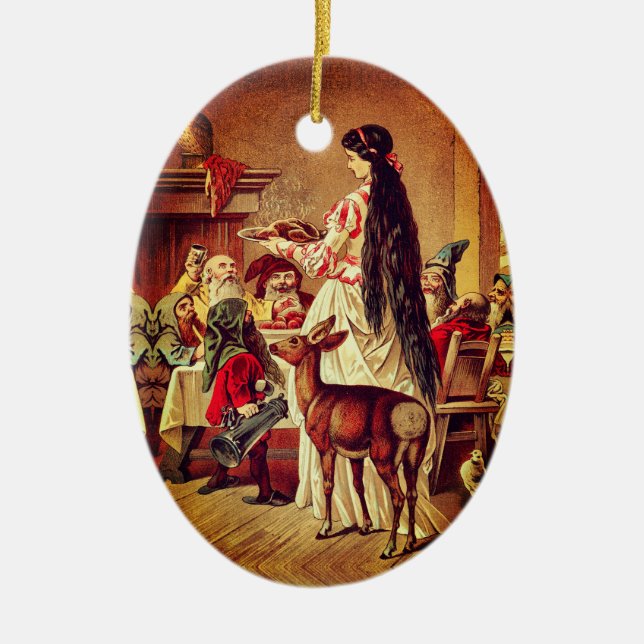 Ornamento De Cerâmica Branca de Neve - conto de fadas - Märchen - Grimm (Frente)